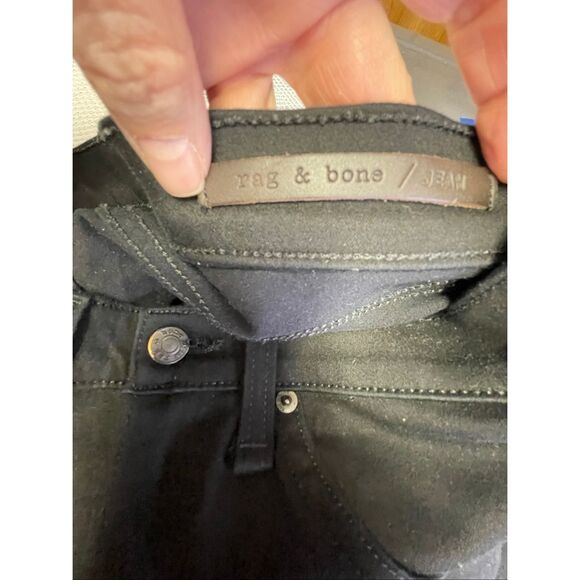 Rag & Bone Black Moto Jeans with Leather Accents in Blackout Size 27 - Picture 4 of 6